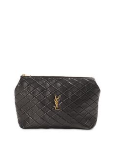 Стеганая кожаная сумка Gaby Saint Laurent, цвет Black
