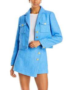 Пиджак с твидовым воротником AQUA, цвет Blue