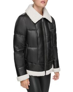 Куртка с отделкой из искусственной овчины Marc New York, цвет Black