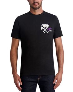 Хлопковая флокированная футболка с изображением Карла KARL LAGERFELD PARIS, цвет Black