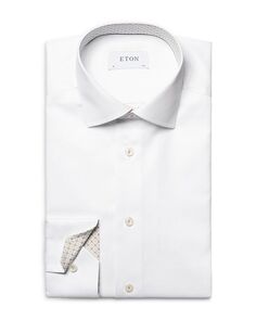 Рубашка современного кроя с геометрическими контрастными деталями Eton, цвет White