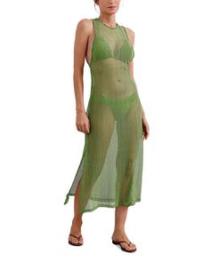 Сетчатое платье с боковым разрезом, накидка для купания ViX, цвет Green