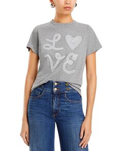 Хлопковая футболка Love Heart Cinq à Sept, цвет Gray