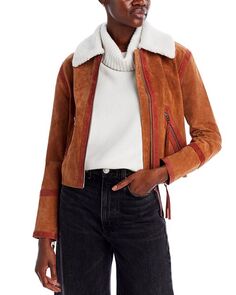 Кожаная куртка с воротником из искусственного меха BLANKNYC, цвет Brown