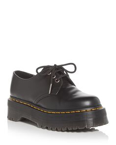 Женские оксфорды 1461 на четырех платформе Dr. Martens, цвет Black