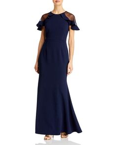 Сетчатое платье русалки с рюшами и рукавами Eliza J, цвет Blue