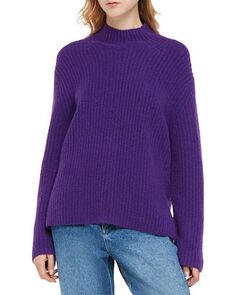 Ребристый свитер с воротником-воронкой Whistles, цвет Purple