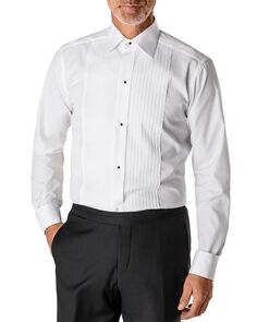 Рубашка-смокинг со складками в современном стиле Eton, цвет White