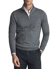 Пуловер Blackhall Merino с воротником-воронкой и полумолнией REISS, цвет Gray