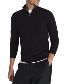 Пуловер Blackhall Merino с воротником-воронкой и полумолнией REISS, цвет Blue