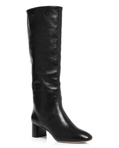 Женские кожаные ботинки до колена Gia с острым носком на среднем каблуке Loeffler Randall, цвет Black