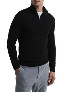 Пуловер Blackhall Merino с воротником-воронкой и полумолнией REISS, цвет Black