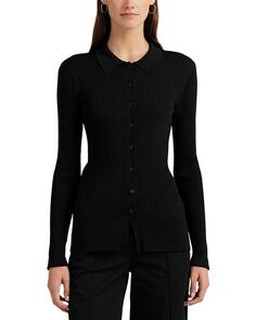 Кардиган в рубчик с воротником Ralph Lauren, цвет Black