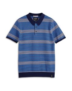 Трикотажная рубашка-поло в структурированную полоску Scotch &amp; Soda, цвет Blue