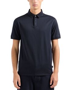 Рубашка поло с короткими рукавами из мерсеризованного хлопка Emporio Armani, цвет Blue