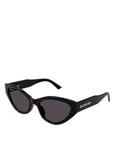 BB0306S Плоские солнцезащитные очки «кошачий глаз», 57 мм Balenciaga, цвет Black