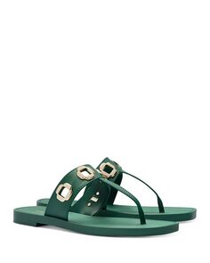 Женские сандалии-стринги Milan с люверсами Larroudé, цвет Green Larroude