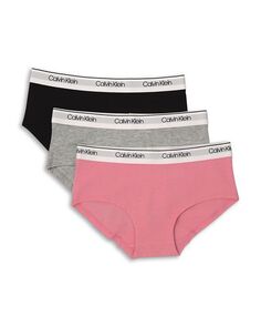 Хипстерское нижнее белье для девочек, комплект из 3 штук — для больших детей Calvin Klein, цвет Multi