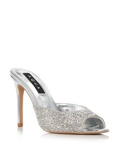 Женские босоножки без шнуровки Brindi на высоком каблуке с украшением AQUA, цвет Silver