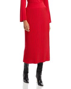 Трикотажная юбка-миди в рубчик Misook, цвет Red