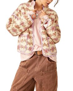 Стеганая куртка с цветочным принтом Chloe Free People, цвет Ivory/Cream