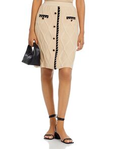 Текстурная трикотажная юбка трапециевидной формы без застежек Misook, цвет Tan/Beige