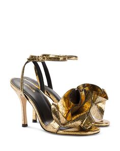 Женские босоножки Penelope на высоком каблуке с пышным цветком Larroudé, цвет Gold Larroude