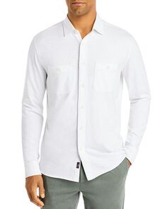 Хлопковая трикотажная рубашка на пуговицах с длинными рукавами и регулярным кроем Seasons Faherty, цвет White