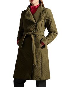 Утепленное пальто миди с запахом Ted Baker, цвет Tan/Beige