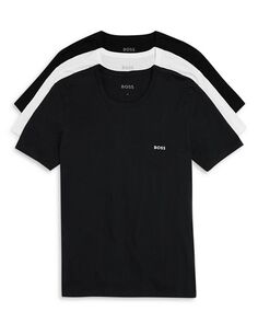 Классические хлопковые футболки с круглым вырезом и вышитым логотипом, упаковка из 3 шт. BOSS, цвет Multi
