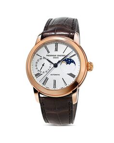 Классические часы с фазой луны, 42 мм Frederique Constant, цвет Brown