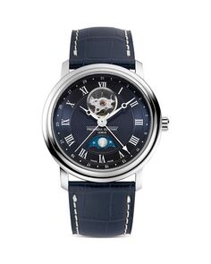 Классические часы с фазой луны, 40 мм Frederique Constant, цвет Blue