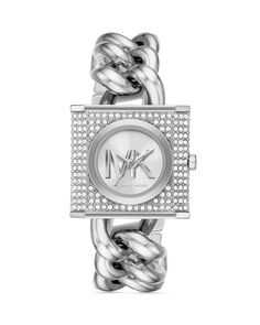 Часы MK с цепочкой и замком, 25 x 25 мм Michael Kors, цвет Silver