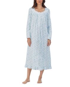 Длинная ночная рубашка из кружева с цветочным принтом Eileen West, цвет White