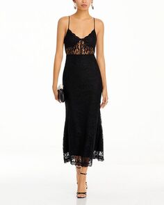 Платье-комбинация с кружевным корсетом AQUA, цвет Black