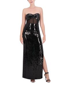 Платье без бретелек с блестками BCBGMAXAZRIA, цвет Black