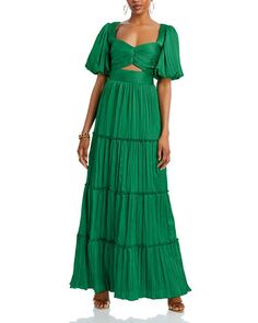 Плиссированное платье А-силуэта с вырезом AQUA, цвет Green