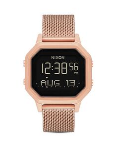 Часы Siren Milanese с черным сетчатым браслетом, 36 мм Nixon, цвет Pink