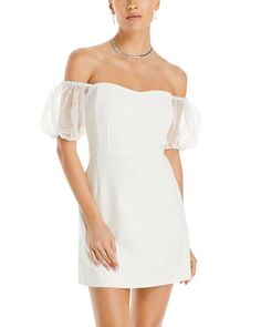 Платье с пышными рукавами FRENCH CONNECTION, цвет White