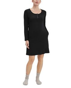 Ночная рубашка Henley для кормящих мам с сердечком на рукаве Nom Maternity, цвет Black