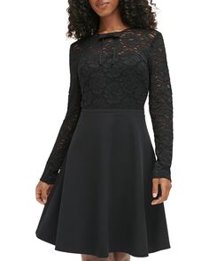 Кружевное платье из крепа Scuba KARL LAGERFELD PARIS, цвет Black