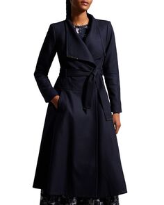 Двубортное пальто миди с юбкой Roseika Ted Baker, цвет Blue