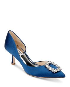 Женские туфли-лодочки без шнуровки Fabia II с острым носком и украшением Badgley Mischka, цвет Blue