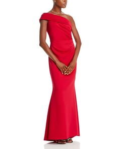Атласное платье на одно плечо Eliza J, цвет Red