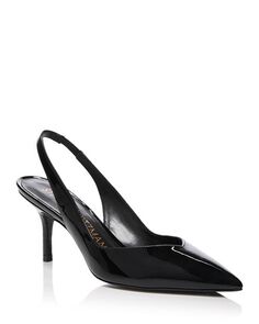 Женские туфли на высоком каблуке с острым носком 75 с открытой пяткой Stuart Weitzman, цвет Black