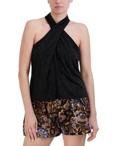 Вязаный топ с застежкой-бретелькой и бисером BCBGMAXAZRIA, цвет Black