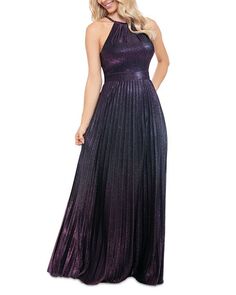 Блестящее плиссированное платье с бретельками на бретельках AQUA, цвет Purple