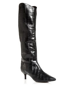 Женские ботинки Abbey на каблуке с тиснением под крокодила SCHUTZ, цвет Black