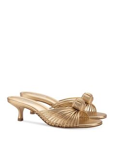 Женские босоножки без шнуровки Valerie на среднем каблуке с завязками Larroudé, цвет Gold Larroude