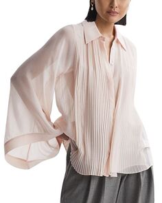 Плиссированная блузка Magda REISS, цвет Tan/Beige